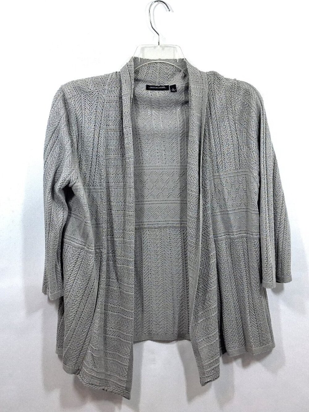 Notations Lightweight Open Front Cardigan Sweater Gray L